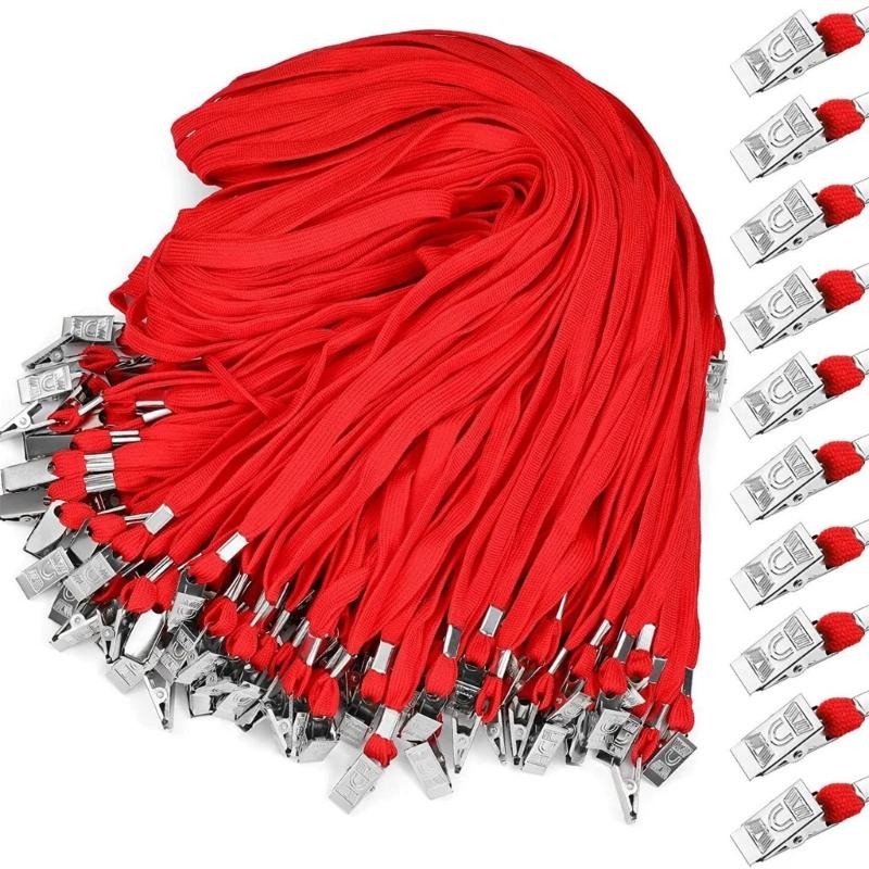 100 Pcs Lanyard with Clip Safety Lanyards Flat Neck Lanyard Neck Straps Black Lanyards for School Activity Classroom