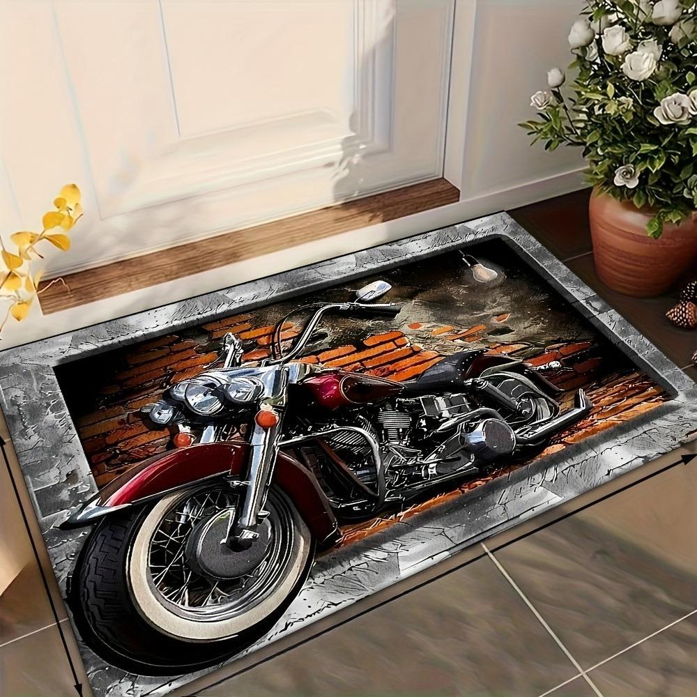 

2D Vintage Red Motorcycle Doormat Retro Bike Design for Front Door Entryway Non Slip Durable Floor Mat Perfect Gift 40x60cm