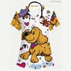 Uniforme Spital pentru Femei Drăguț Model Câine Uniformă Medicală Modă de Vară Mânecă Scurtă cu Buzunare Uniforme Dentare Femei