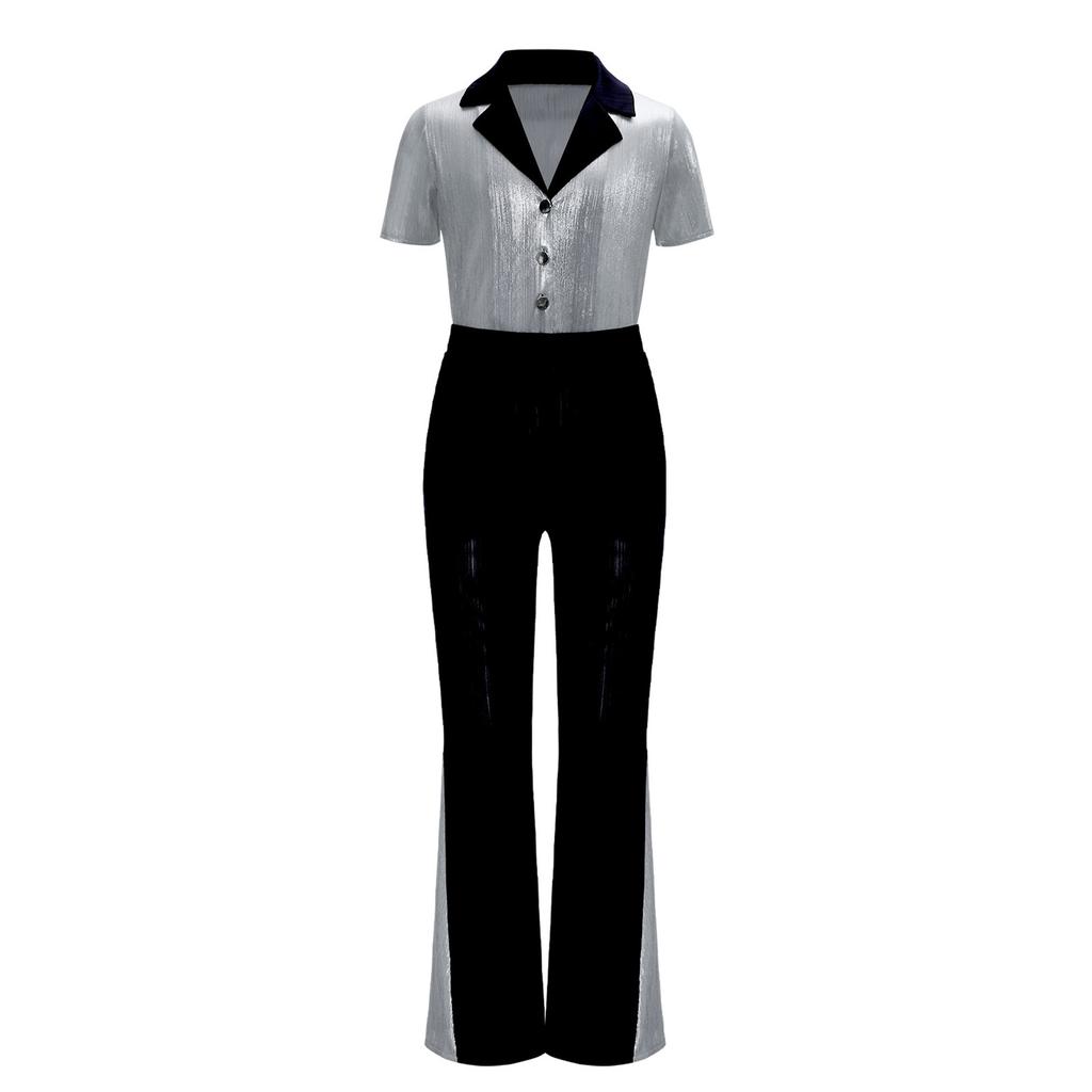 Хлопчачий ретро-костюм для диско-вечірки в стилі 70-х Кольорова сорочка Розкльошені штани Комплект для виступів