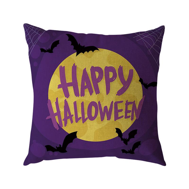 Funda de Almohada de Lino de Halloween Impresión Digital Decoración Festival de Halloween Almohada para Sofá