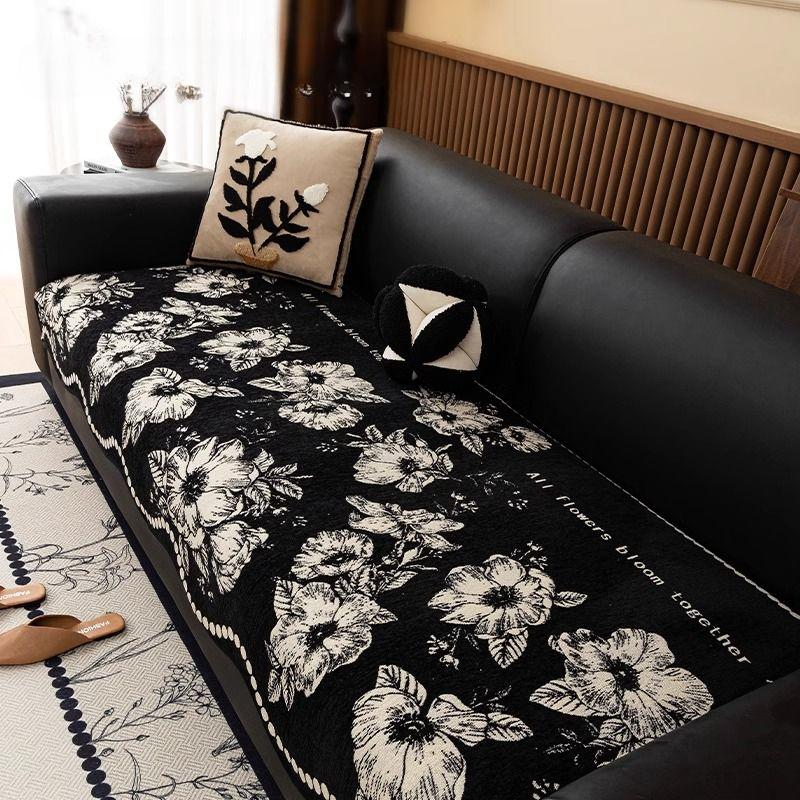 Modern Camellia Chenille Sofa Cover - Fit for Single To Four-Seater Sofas, Soft & Comfortable, Non-Slip, Dustproof & Breathable Couch Protector