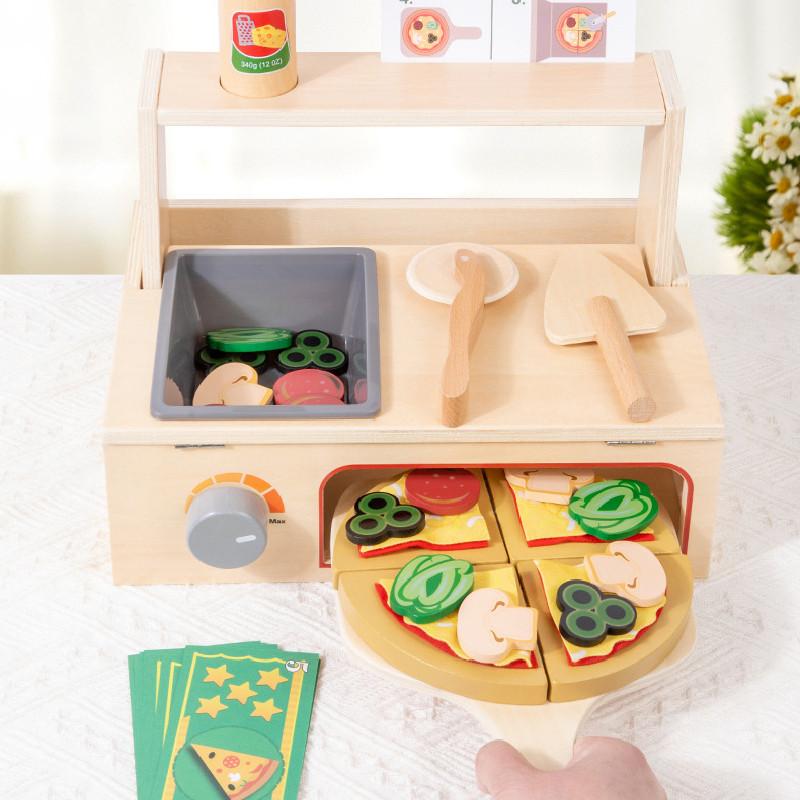 Wooden Simulation Pizza Barbecue Oven Children Toy Set For Imaginative Cooking