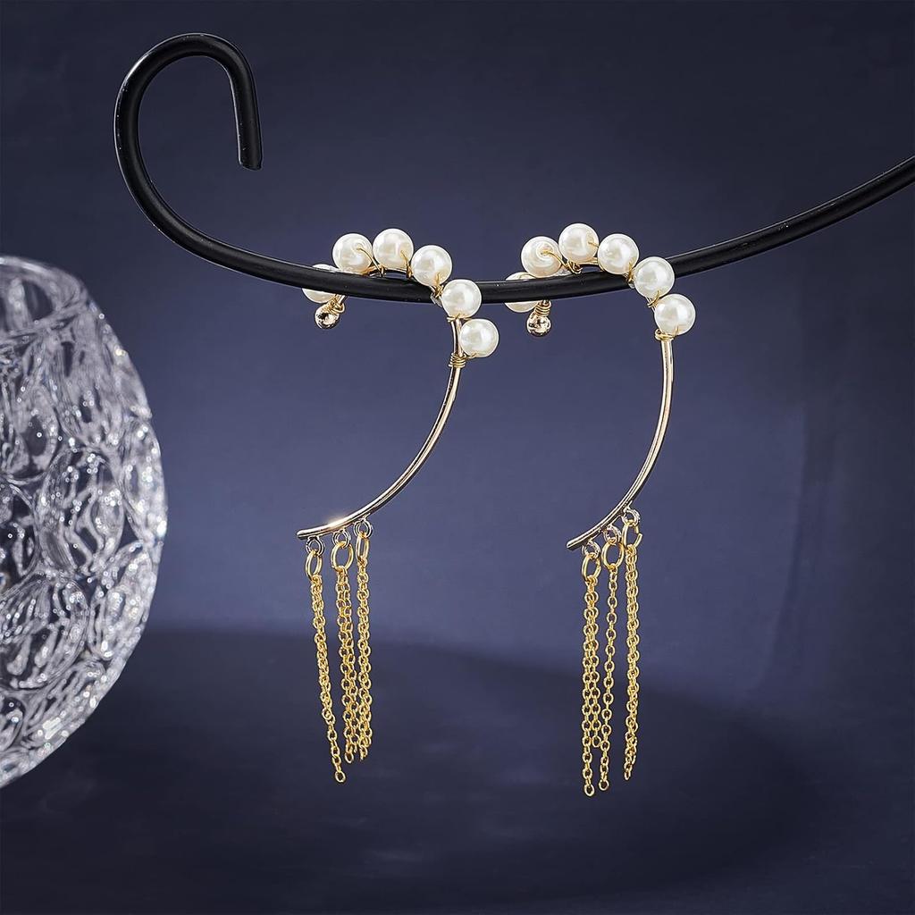 UNICRAFTALE 12Pcs 2 Color DIY Ear Cuff Brass Earrings Cuffs Punk Ear Wrap Earrings Cuffs Accessaries with 3 Loop 50mm Long Ear Cuff for Non Piercing