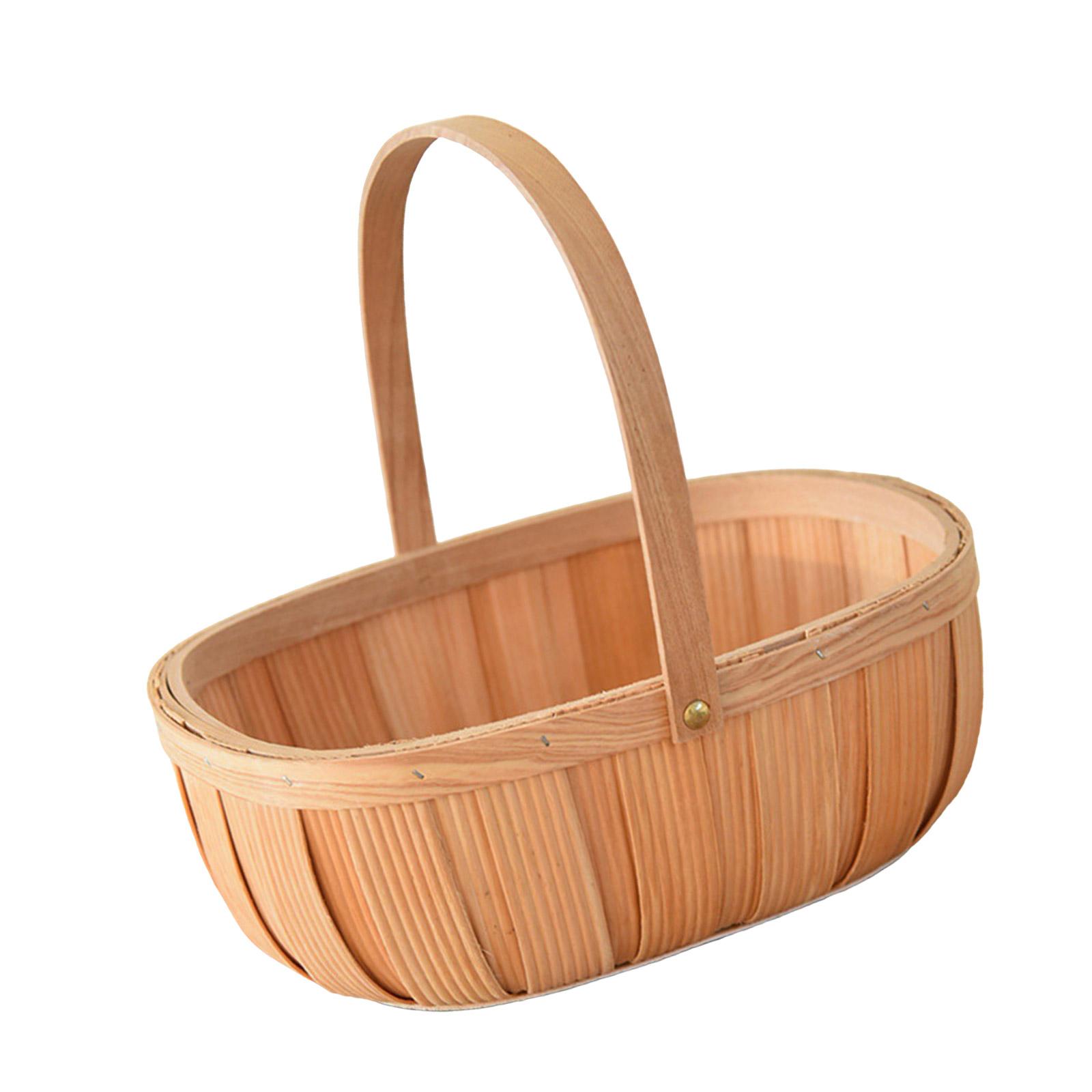 

Большая плетеная корзина для пикника с ручкой, аксессуар для сада, фруктов, конфет, вина и пасхальных яиц L