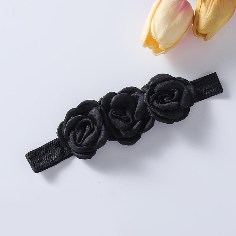 

Детская повязка на голову с розовым украшением, однотонная повязка на голову, милые детские повязки на голову чёрный
