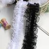 Black & White Elastic Organza Lace Trim – 4cm Pleated Band for DIY Accessories & Handmade Projects