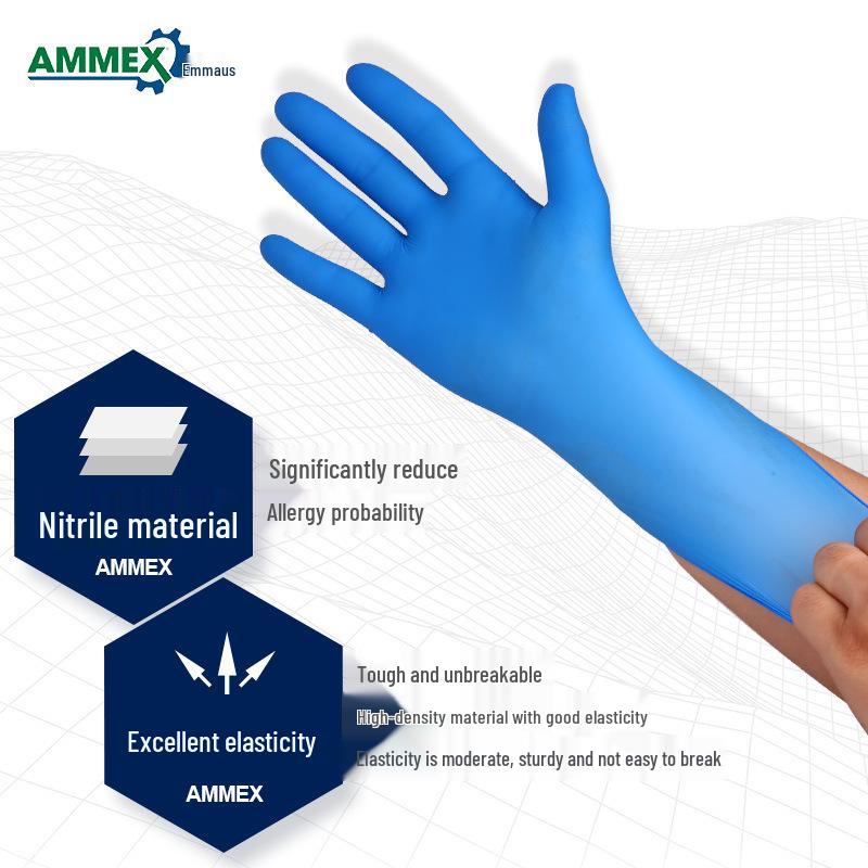 Spot Amas Nitrile Disposable Gloves: Durable, Thickened for Food, Catering, Industrial Protection, and Experiments.