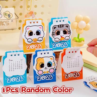 1Pcs 2026 Cartoon Cat Desk Calendar Portable Pocket Calendar Schedule Desktop Decoration Office School Supplies Student Gift