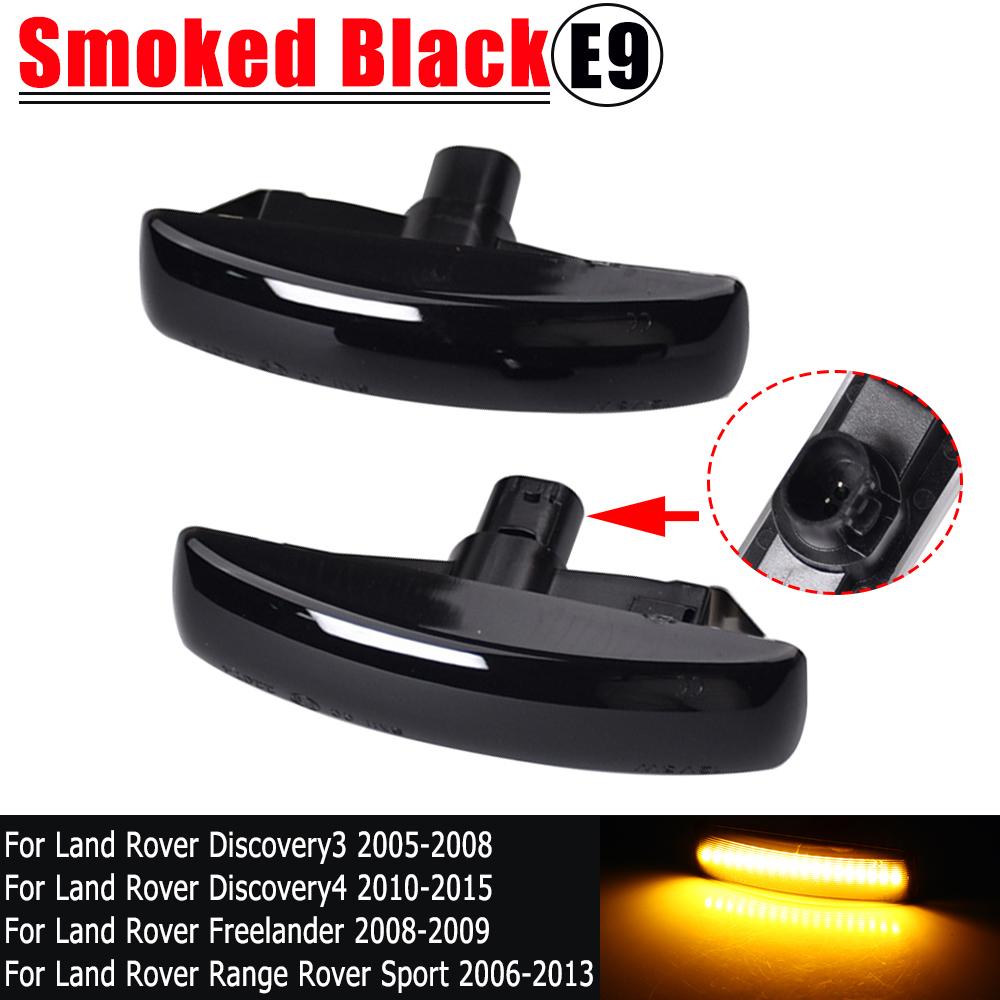 2x Amber Dynamic LED Front Side Marker Turn Signal Light Lamp For Land Rover Range Rover Sport L320 Discovery 3/4 Freelander 2