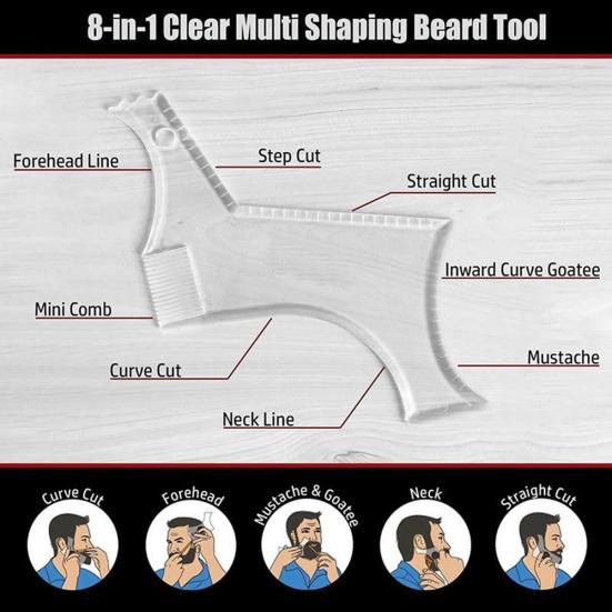 Beard Shaping Template Stencil Comb Hair Shaper Men Shave Grooming Styling Tool