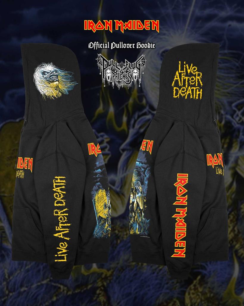 Iron Maiden Live After Death Felpa con Cappuccio Deluxe Uomo Donna Oversize Pile Felpato Abbigliamento Grafico Band Heavy Metal Punk