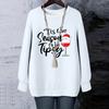 Ladies' Christmas Printed Round Neck Long Sleeved T-shirt Sweatshirt Top