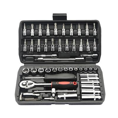 Chave de Soquete Ansimple Inclui Catraca Hexagonal e Catraca Perfeita para Carro e Motocicleta com Estojo de Armazenamento Conjunto de 53 Peças, Chave, 6,35mm (1/4 ") Dirigir,