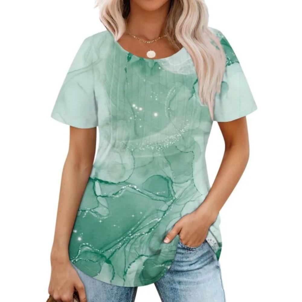 Summer Women T-shirt Creative Flower 3D Printed Short Sleeved T-shirt Fashionable Comfortable Soft Breathable Large Loose T-shirt