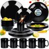Black Glass Dinner Service Set, 30 Pieces.
