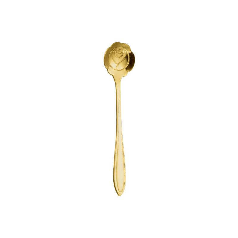Stainless steel long handle stirring spoon milk powder coffee spoon dessert spoon creative golden small spoon small round spoon