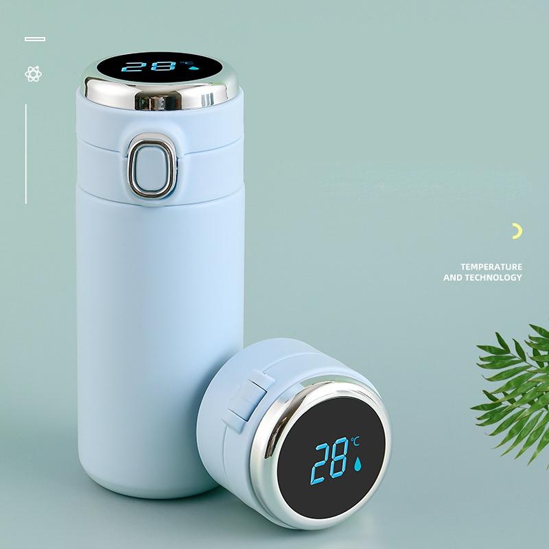 Portable Intelligence Thermos Cup 420ml Vacuum Flasks Portable Stainless Steel Thermos Cup Water Bottle Travel Tea Mug Office Thermos Cup
