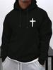 New Autumn and Winter Men's and Women's Hooded Sweatshirt with Cross Letter Print, Drawstring and Kangaroo Pocket