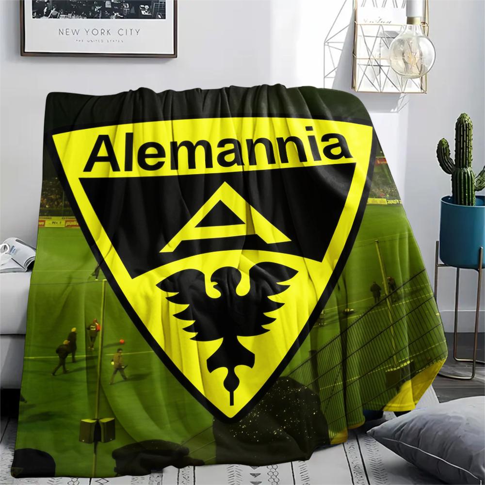 Alemannia Aachen Pattern Flannel Blanket, High Quality Comfortable for All Seasons, Home Decor, Warmth and Comfort, Perfect for Gifts.