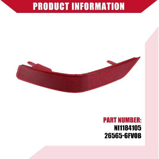 No.265656FV0B Bumper Reflector for Nissan Rogue 2016-2020 / Rear Left Light Reflector Cover Bumper/Durable Plastic / 1Pcs Red