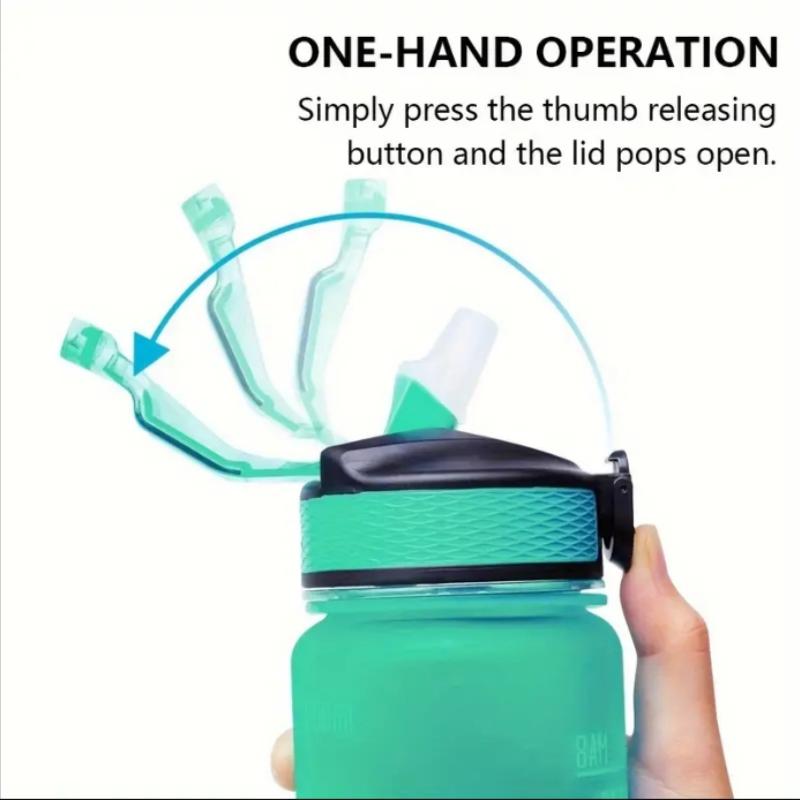 Leakproof Portable Gradient PC Sports Water Bottle with Time Marker,Lockable Lid,Silicone Straw,Fitness&Outdoor Motivational