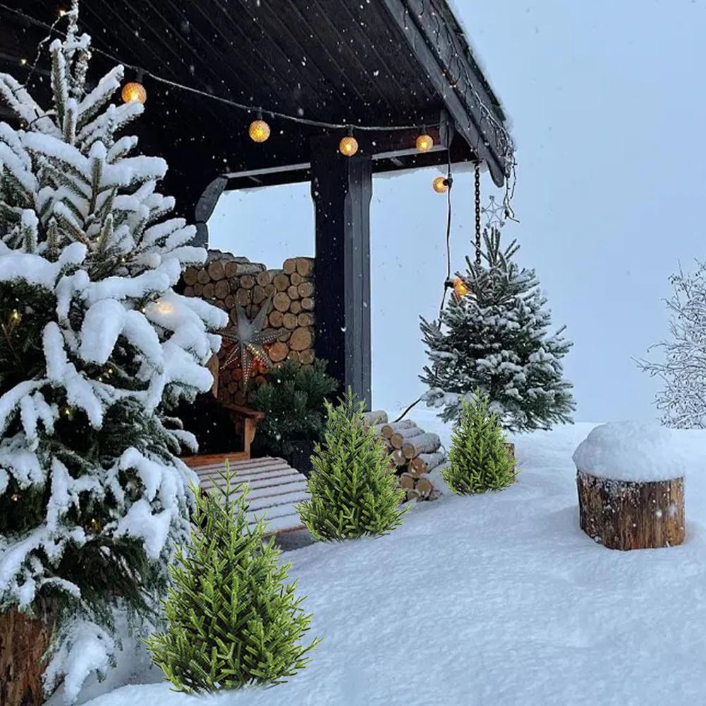 Artificial Cedar Tree Ground Stake Realistic Fake Evergreen Tree Outdoor Indoor Christmas Garden Lifelike Greenery Decoration