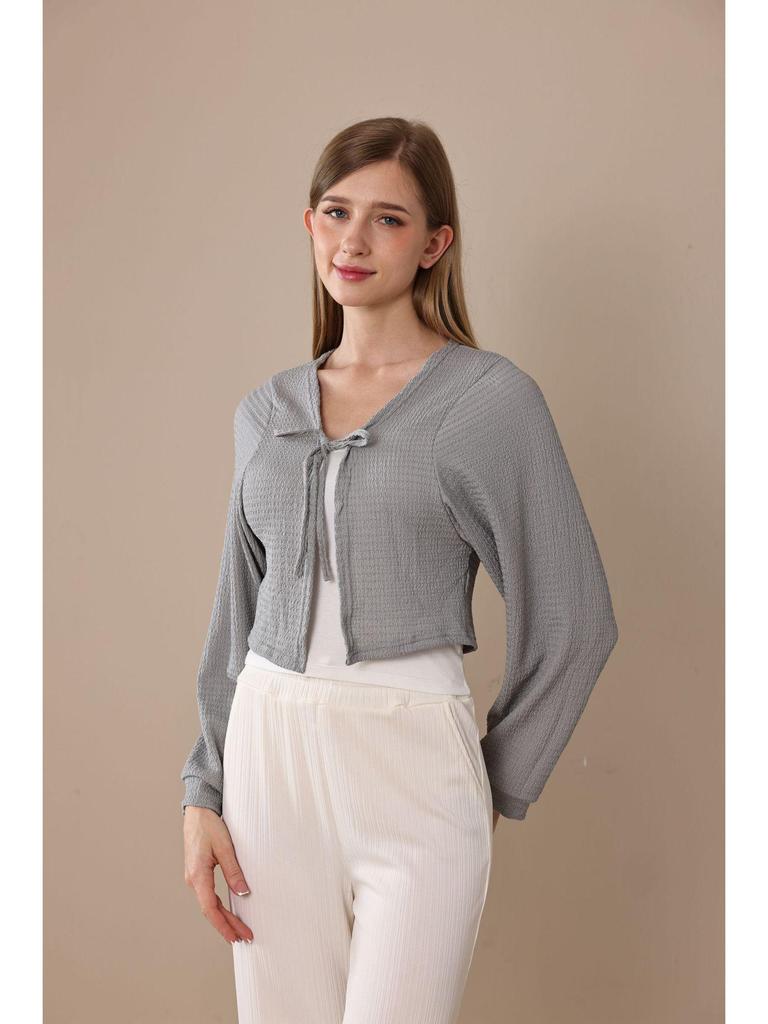 Thai Lantern Sleeve Thin Cardigan Shawl - Summer Sun Protection, Versatile Tie-Up Women's Air Conditioning Shirt