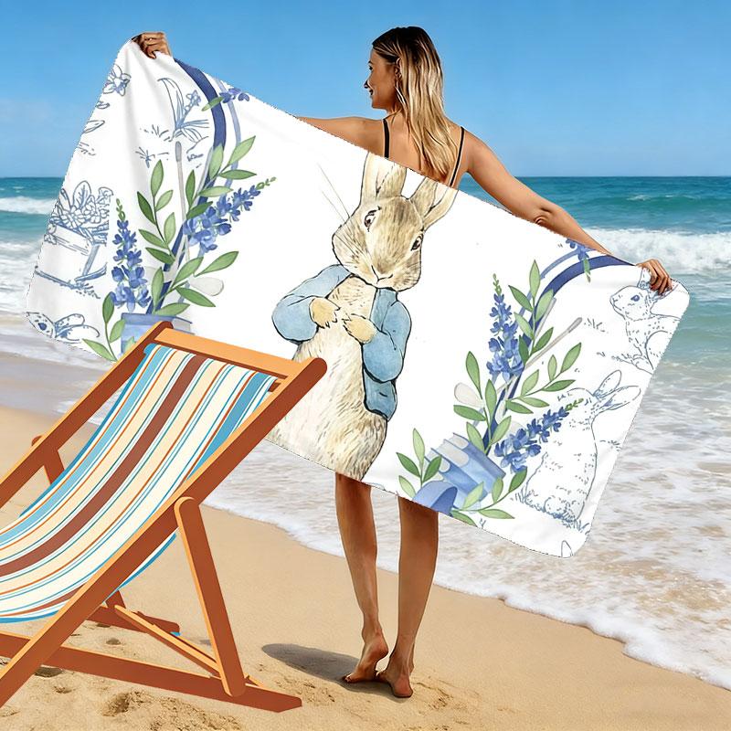 Peter Rabbit Art Print Beach Towel, Large Soft Quick Dry Towel for Beach Camping Swimming