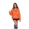 Women's Half Zip Hooded Sweatshirt with Football Print for Casual Wear