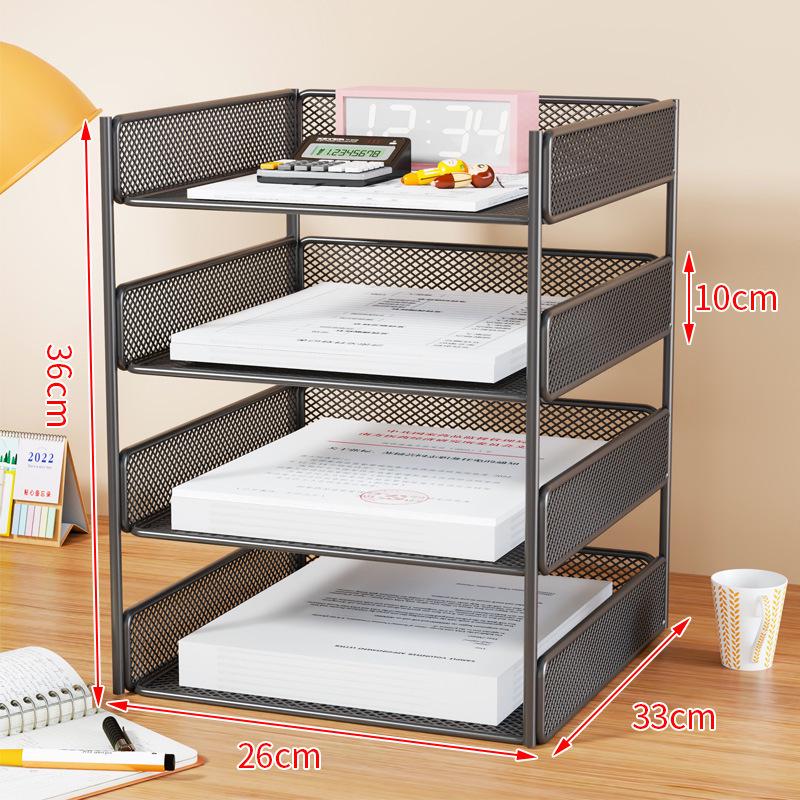 Multi-Layer Metal Desktop File Rack and Document Holder