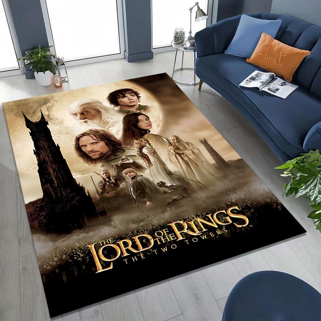 3D L-Lord of The Rings H-Hobbit Movie Board Rug for Bedroom Living Room Sofa Home Doormat Decor, Large Kids Non-slip Floor Mat