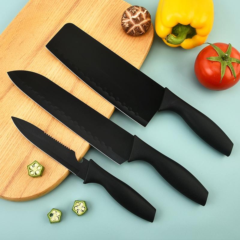 Stainless Steel Black Blade Three Piece Knife Set Japanese Multipurpose Chef Knife Cooking Tool