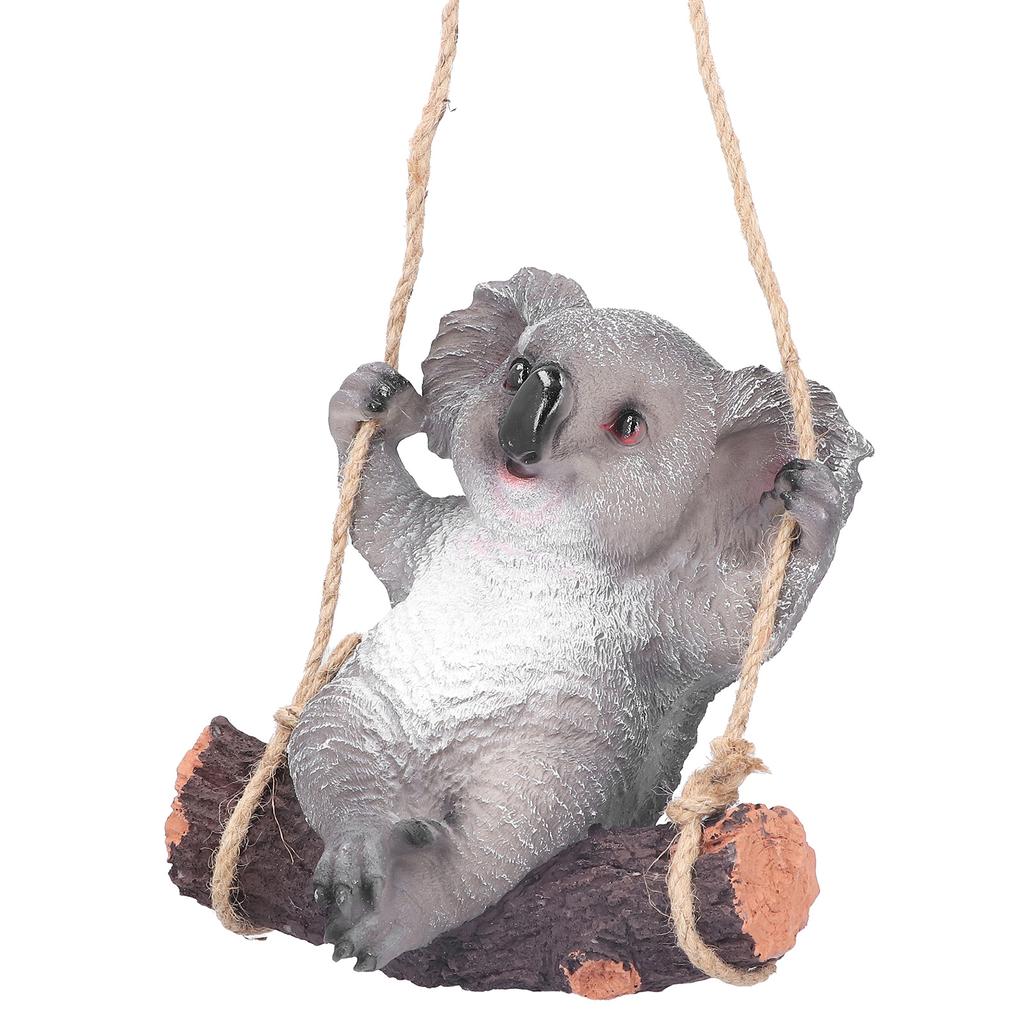Pryskyřičná houpající se koala zvířecí model figurka socha závěsná ozdoba venkovní dekorace na dvůr