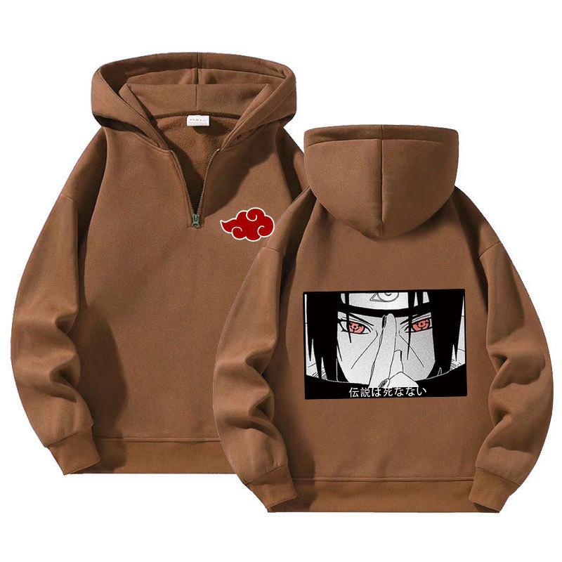 Naruto Anime Pulovr Mikina se čtvrtinovým zipem a kapucí Sportovní Outdoorová Mikina Ležérní Dlouhý Rukáv Pánské Oblečení Mikina Streetwear