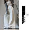 White High-Waist Wide-Leg Pants: Spring/Autumn 2025 - Slimming, Loose, Floor-Length Sweatpants for Women