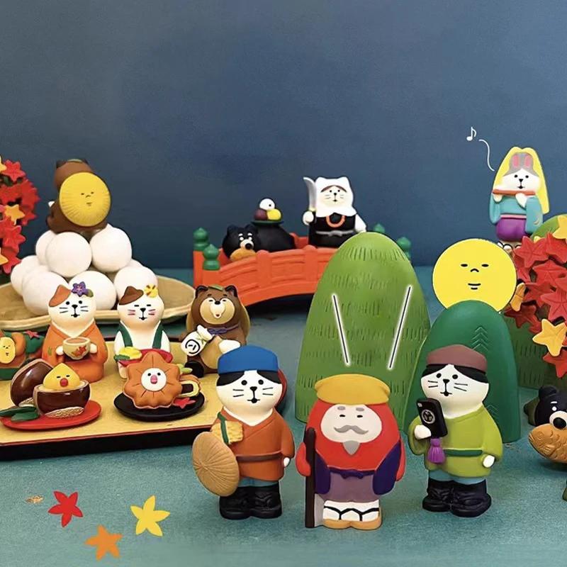 1pc Japanese Cat Ornaments Mid-Autumn Festival Tidy Toy Gifts Grocery Moon Cake Decoration Resin INS Doll Handicraft Ornaments