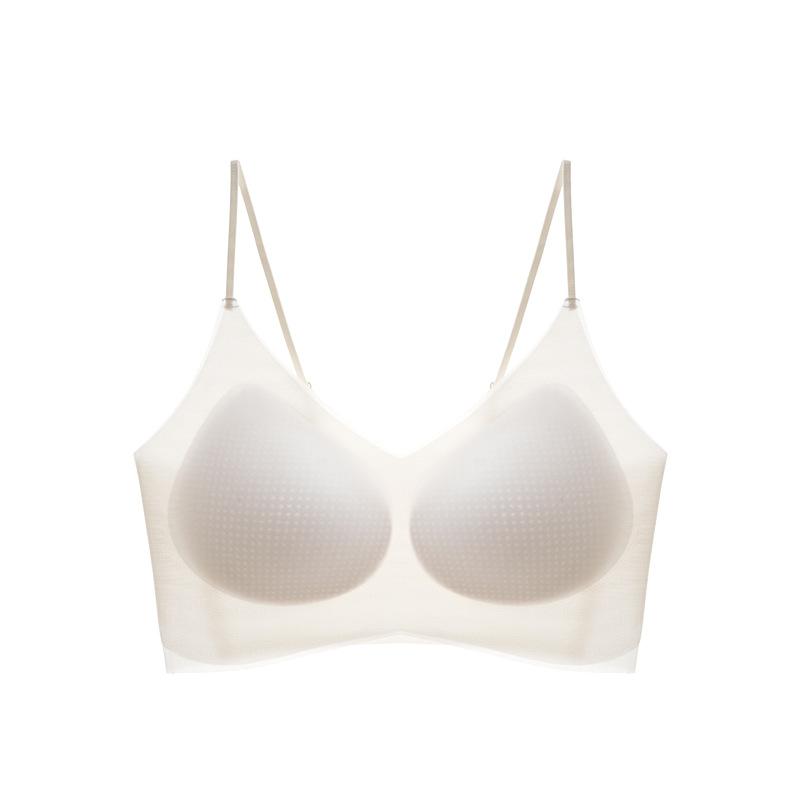 Ultra-thin mesh yarn #seamless ice silk light oxygen fabric semi-fixed cup ultra-thin shoulder strap nude breathable underwear M 34/75abc( 40-47.5kg ) белый