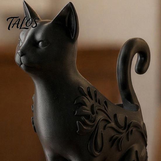 Elegant Black Cat Home Accents 3D Printed Figurines, Multi-purpose Incense Holder Mini Flower Statue Ornament Pot, Desktop Storage Organizer for Decor