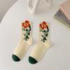 5 Pairs  Socks Women's New Spring and Summer Tube Socks Fashionable Retro Three-dimensional Flower Casual Breathable Women's Socks