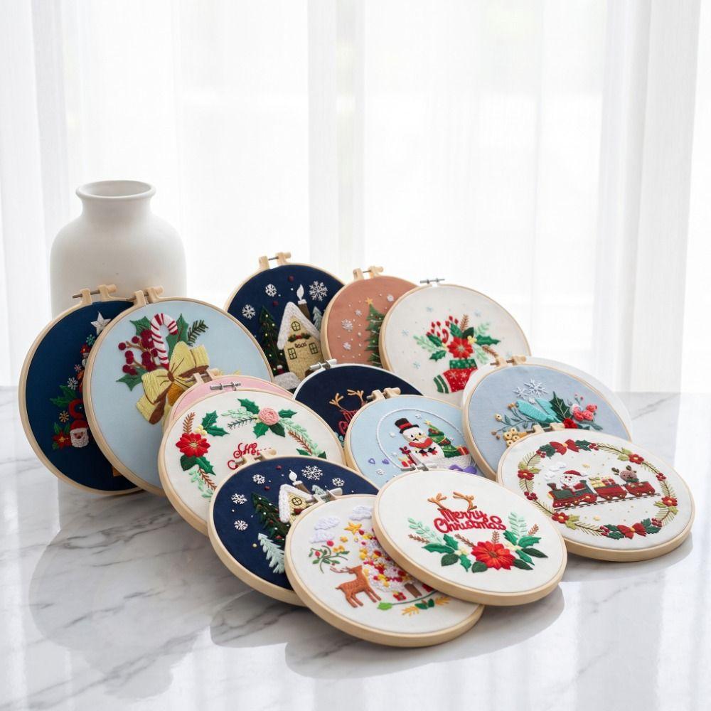 Santa Claus Christmas Embroidery Kit Handmade Xmas Embroidery Craft Set Christmas Gift