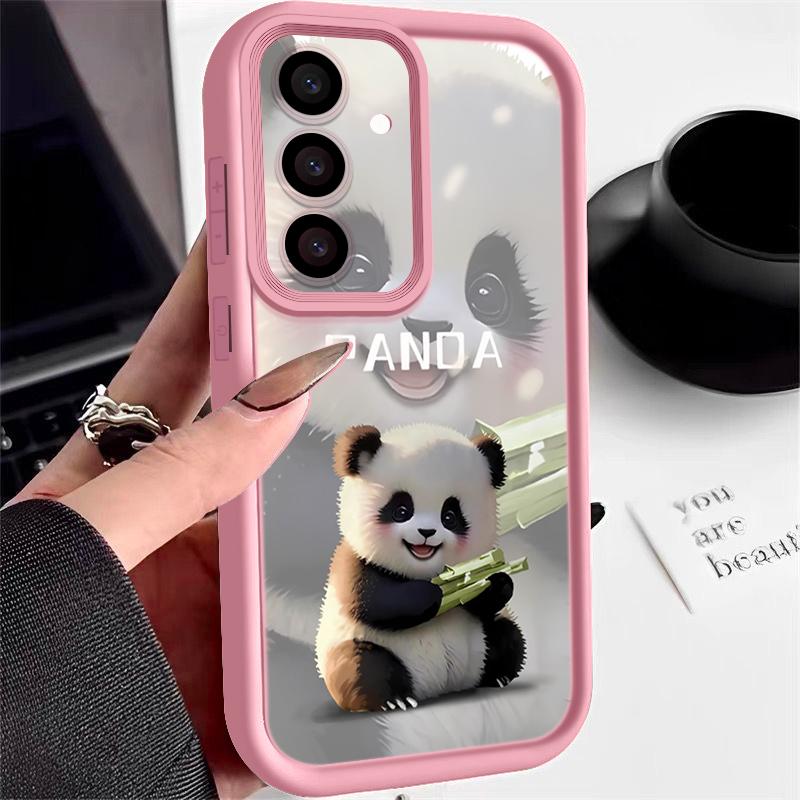 Lovely Baby Panda Pattern Case For Samsung Galaxy A57 A37 A17 A56 A36 A26 A16 5G A55 A35 A15 A54 S21 FE S22 S23 S24 Plus S25 Edge S26 Ultra Cover