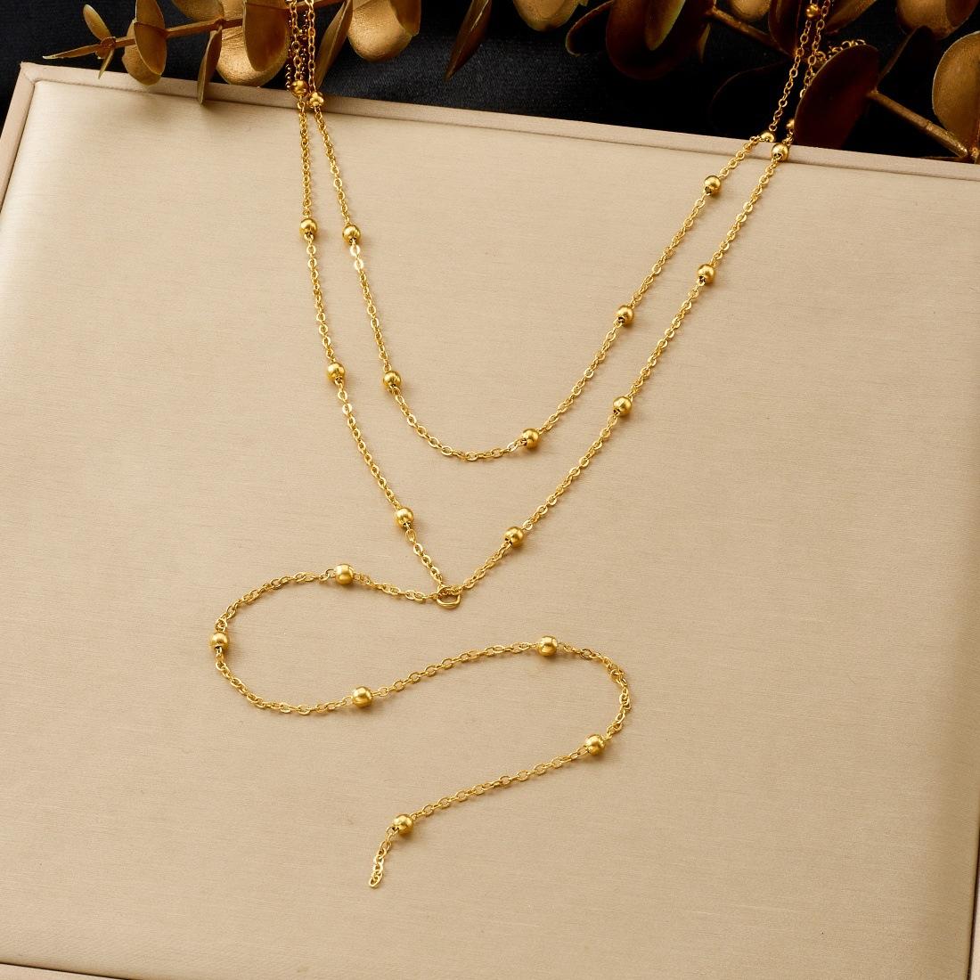 Многослойная шариковая цепочка с бусинами, покрытая золотом золотой