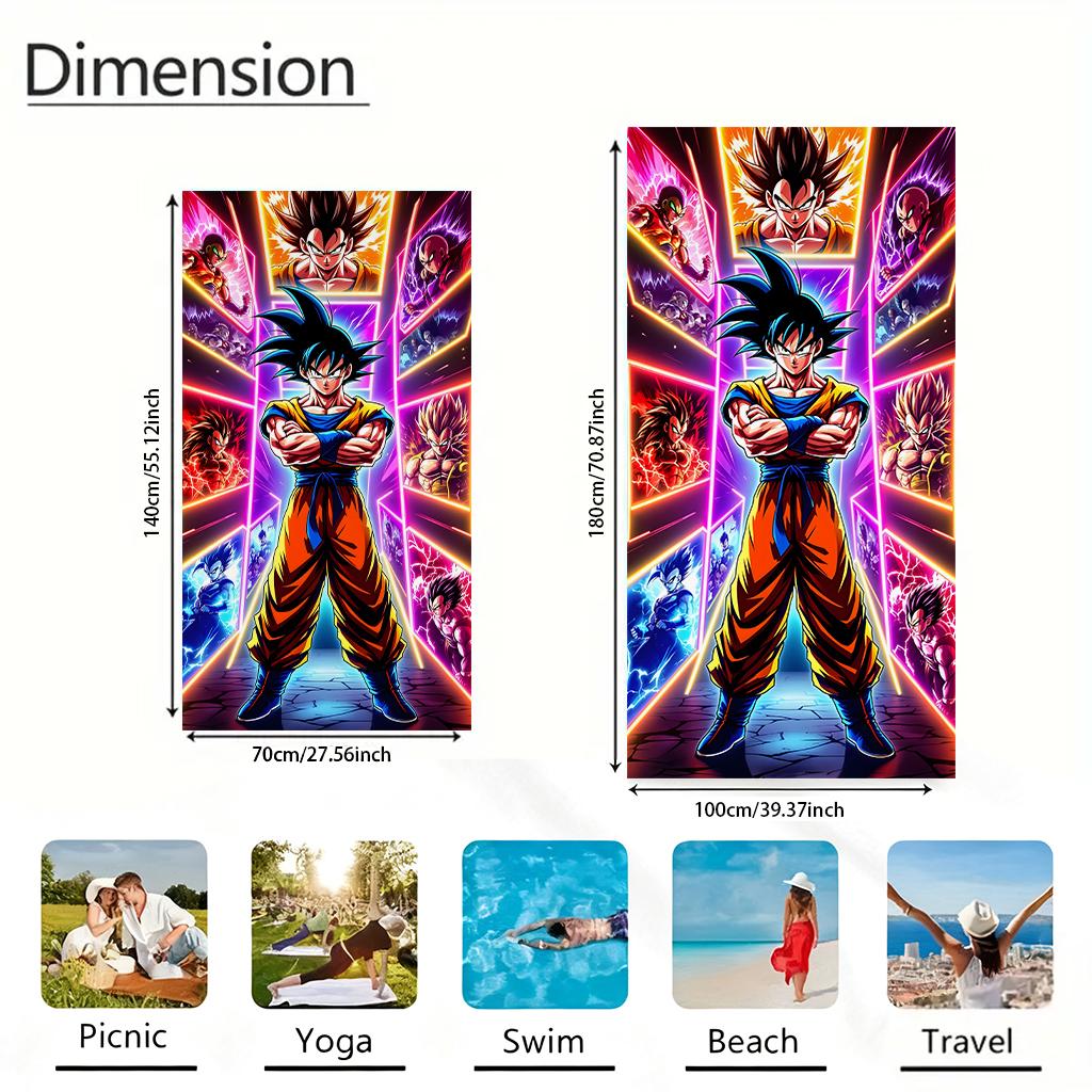 Dragon Ball Goku & Saiyans Beach Towel, Anime Super Soft Quick-Dry Bath Towel, Non-Luminous