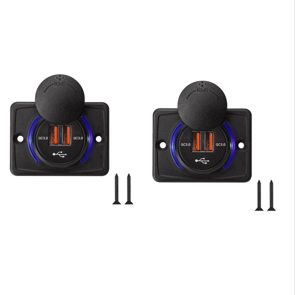 Professional Dual QC3.0 Fast Charger Panel Mount Socket 12-24V - Quick Charge 3.0 for Cars, Trucks & Marine with LED Indicator