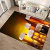 Beer Mug and Barrel Pattern Carpet with Golden Amber Theme for Home Decor Suitable for Use As an Anti-slip1 For1room and Bedroom Sofas