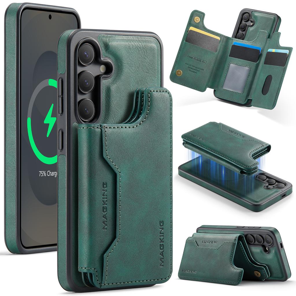 MAGKING K3 Series For Samsung Galaxy S25 Case Compatible with MagSafe Wallet PC+TPU+PU Phone Cover