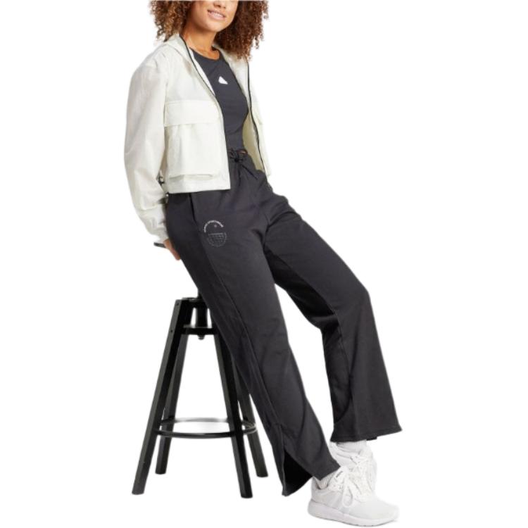 adidas Solid Color Fitted Zip-Up Cropped Hoodie Jacket Women Outerwear Beige IS0660