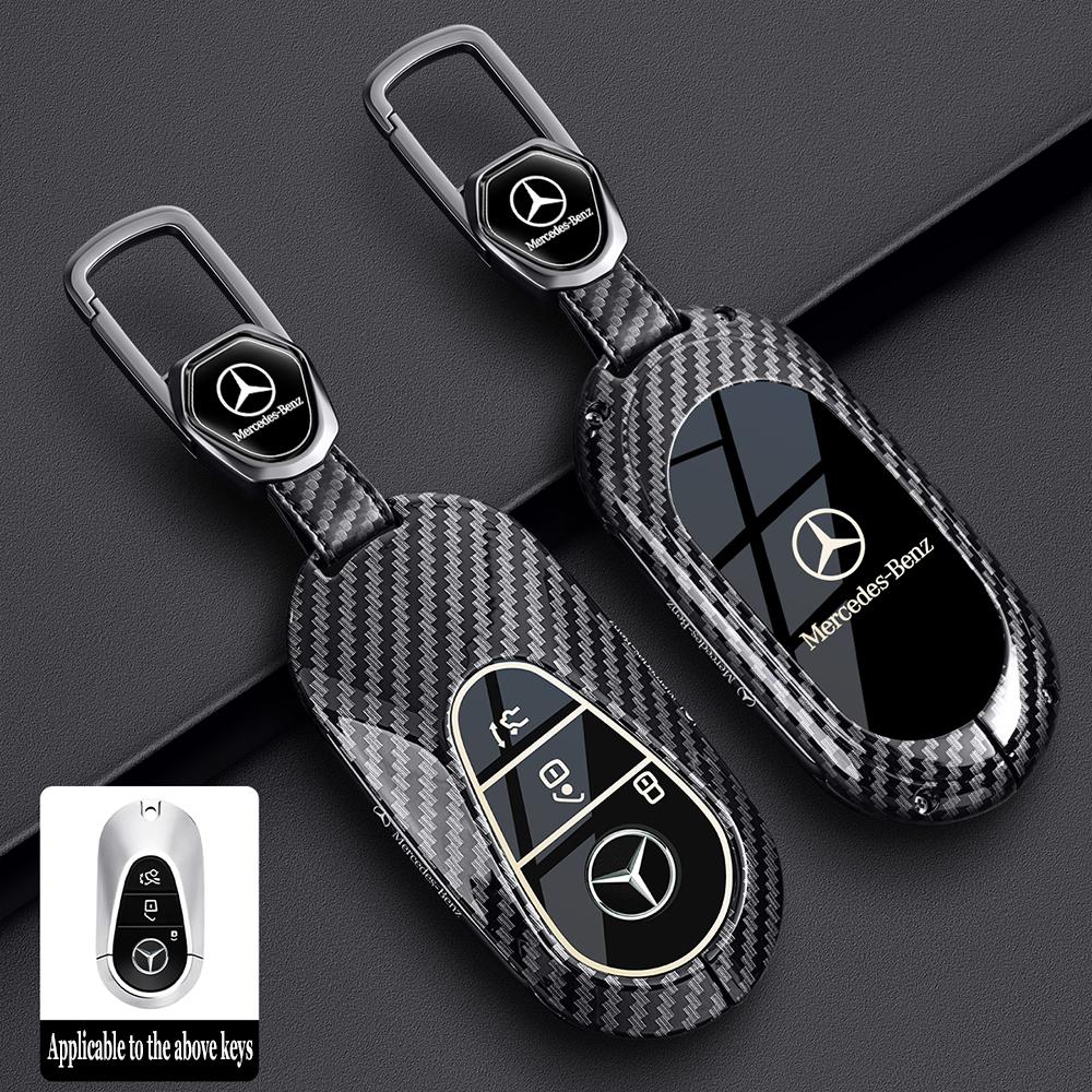 Alloy Carbon Fiber Style Car Key Case Cover For Mercedes Benz C E S Class W206 W223 W214 GLA GLB GLC CLA CLS E300 S450 S580 S500