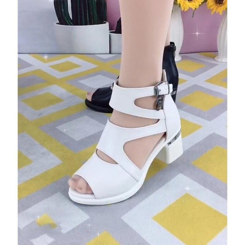Large size thick heel fish mouth sandals women's 2025 summer new mother sandals platform-soled casual fashion high-top open-toed women's shoes